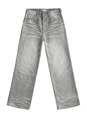 COPYPASTER 002 蛋白石 立体压皱竹节纹肌理2021M改微喇灰牛仔裤
