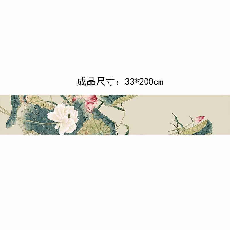 正品丝绸防水茶席布茶几荷花桌旗中式禅意茶旗茶桌布中国风新中式