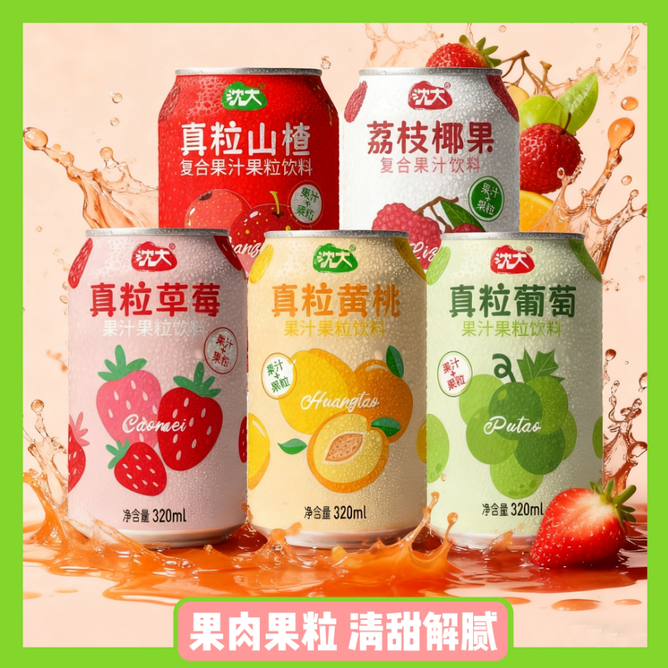【多口味】大口嚼鲜榨果粒果汁小饮料清甜解腻好喝便携罐装