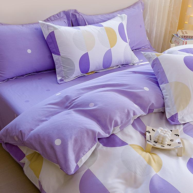 愉悦之家全棉印花四件套双面亲肤性件套全棉床单被套枕套床上用品