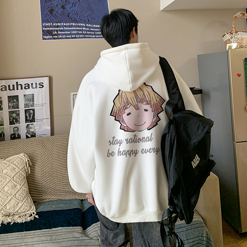 港风潮流印花连帽卫衣男大码运动帽衫宽松百搭外套男LM1403-P48，女装短外套，电商B295