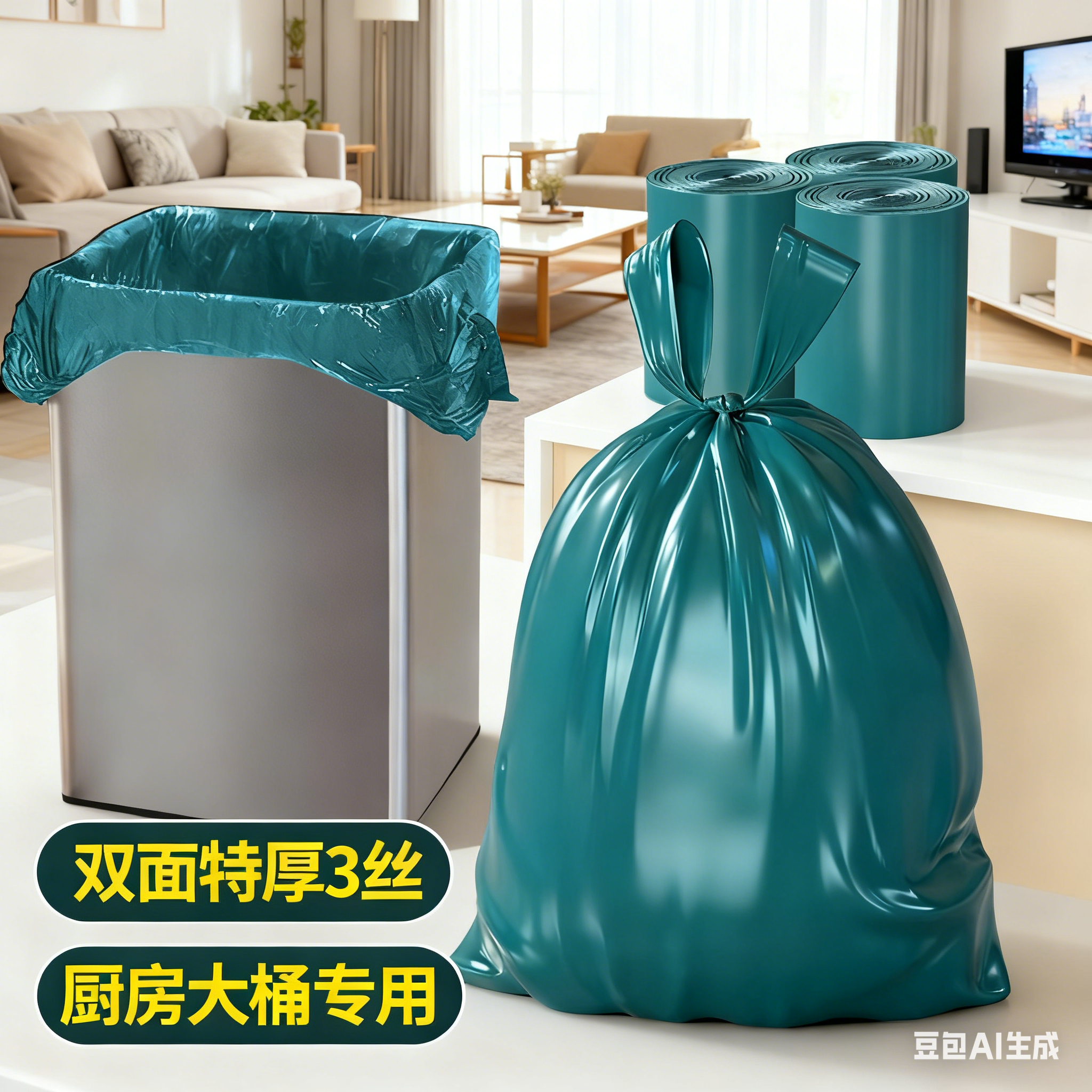 恒澍家用加厚手提式背心厨房垃圾袋大号加大特厚厨余专用大塑料袋