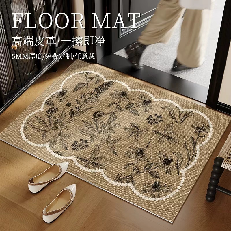 法式复古入户门地垫进门门垫家用防滑皮革脚垫防水防油免洗垫子