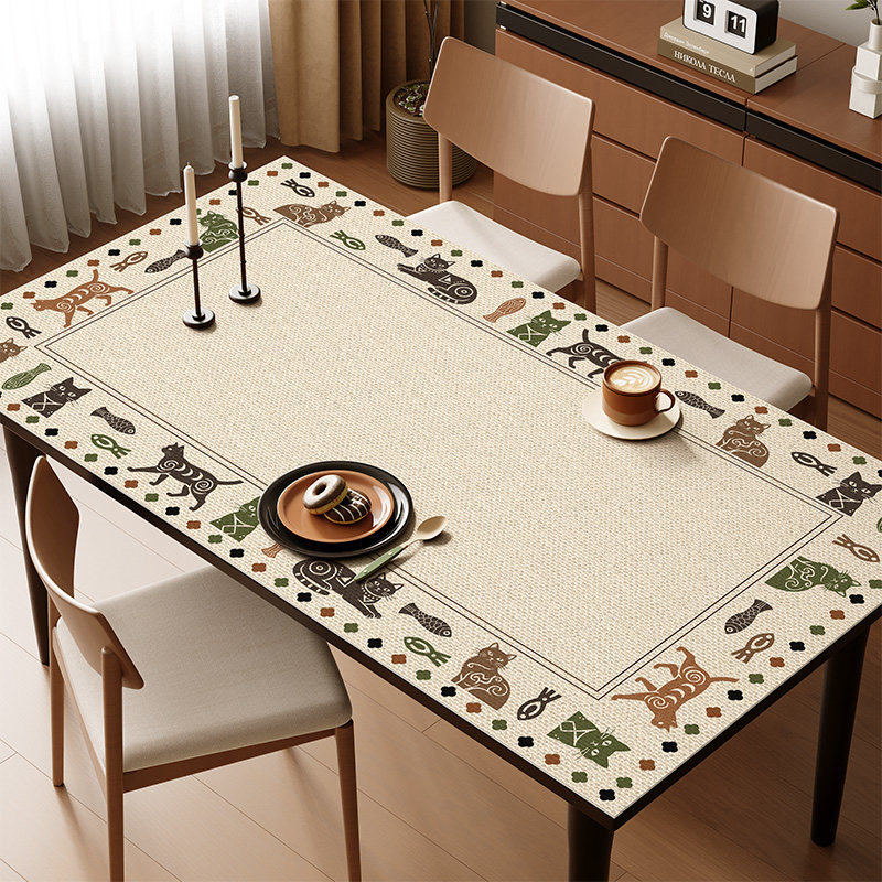 中古风餐桌垫桌布免洗防油防水防烫隔热桌面保护垫茶几垫pvc定制,居家布艺,桌布,淘宝优惠券,粉丝福利购,淘宝优惠卷
