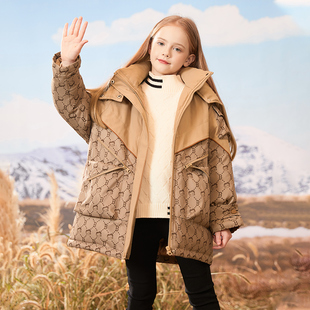 贝蒂女童冬装连帽羽绒服新款儿童中大童女孩时尚潮牌羽绒外套潮