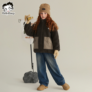 贝蒂女童美拉德摇粒绒加绒加厚外套2026新款儿童秋冬大童洋气上衣