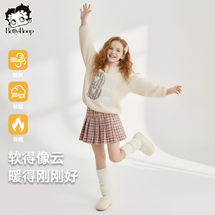 贝蒂女童秋冬韩系时尚卫衣2026年冬季儿童大童加绒加厚休闲上衣