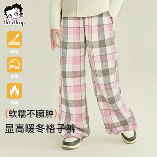 贝蒂童装秋冬女大童加绒加厚格子休闲裤2026女童卫裤冬季时髦裤子