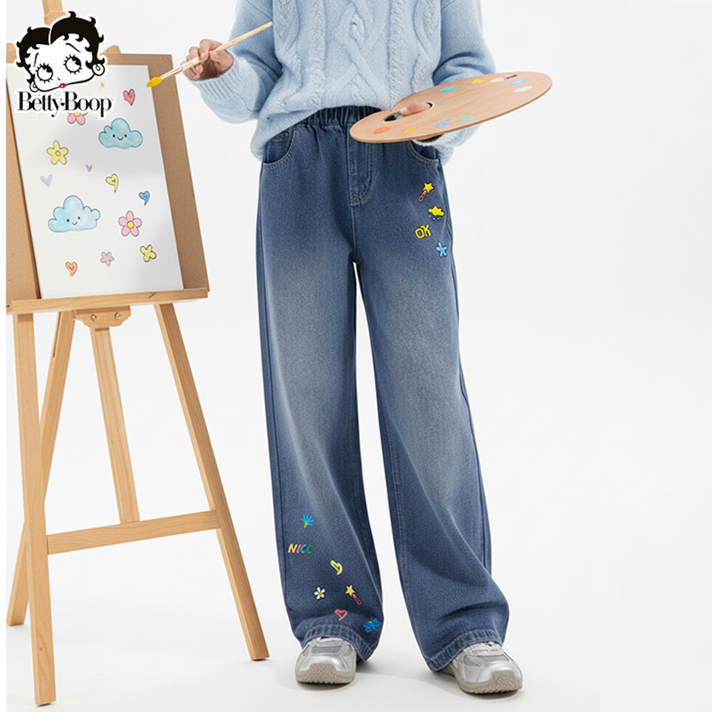 贝蒂童装女童秋冬加绒加厚牛仔裤2026年冬季儿童大童休闲裤子