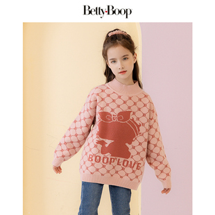 贝蒂女童加绒毛衣2026秋冬新款韩版儿童套头女大童加厚潮牌打底衫