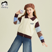 套头毛衣2026年秋季 贝蒂童装 女童秋冬拼色短款 儿童大童洋气上衣