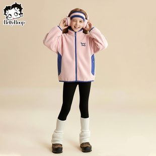 贝蒂女童秋冬加绒加厚摇粒绒外套2026年冬季女大童儿童时尚上衣