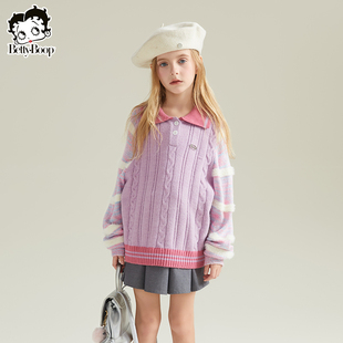 贝蒂女童POLO领毛衣秋冬2026新款大童童装儿童韩版秋季上衣