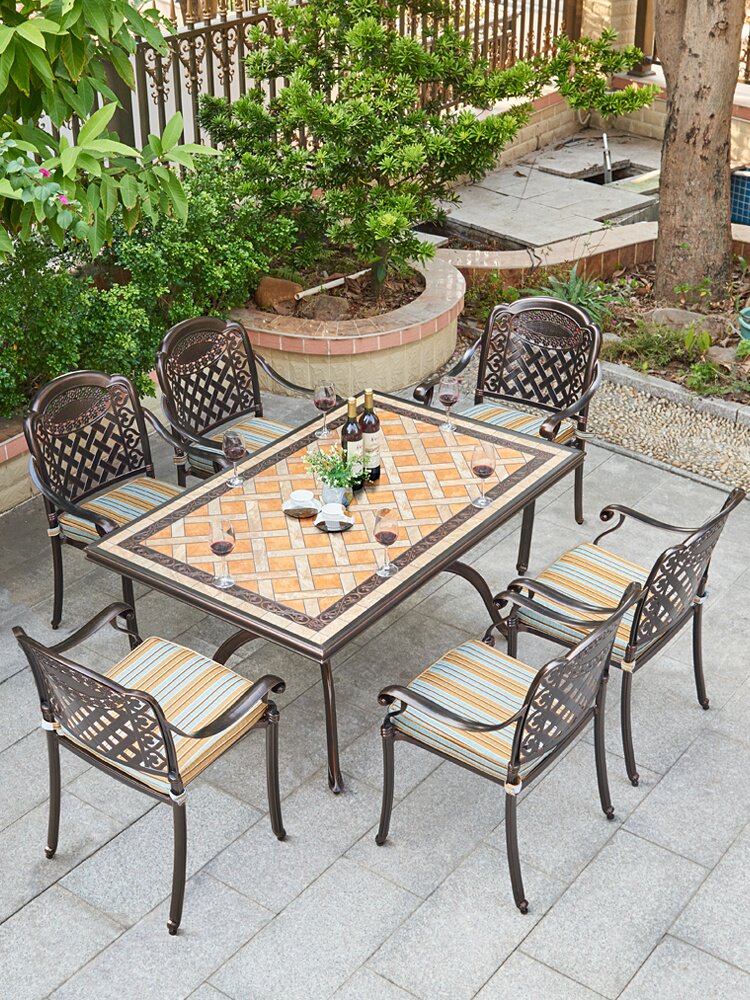 铸铝餐桌椅别墅阳台室外庭院露天院子桌椅户外花园组合桌椅休闲