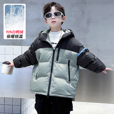 男童短款羽绒服外套冬季加厚正品90白鸭绒儿童冬装保暖防寒服连帽