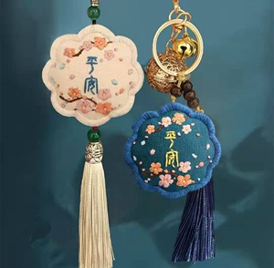 刺绣diy手工材料包自绣香囊荷包送男友绣品钥匙车饰挂件扣平安符