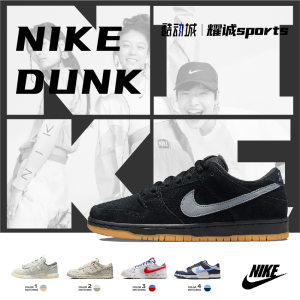 耐克/Nike SB Dunk Low 黑生胶低帮男女休闲板鞋黑银色BQ6817-010
