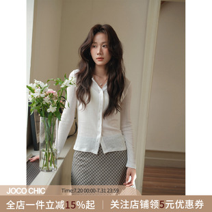 針織衫 簡(jiǎn)約肌理感上衣 白色修身 JOCO 微透防曬長(zhǎng)袖 薄款 CHIC 女夏季