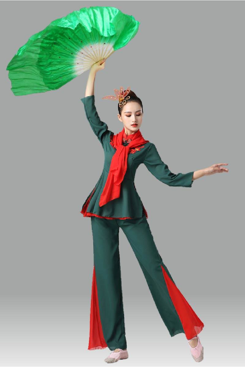 高档2022新款扇子舞映山红舞蹈服装中国风秧歌服腰鼓服广场舞演出