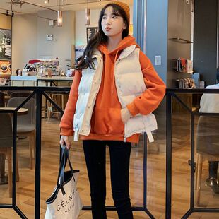 羽绒棉衣马甲女冬2025新款学生立领短款加厚白色外穿马夹背心外套