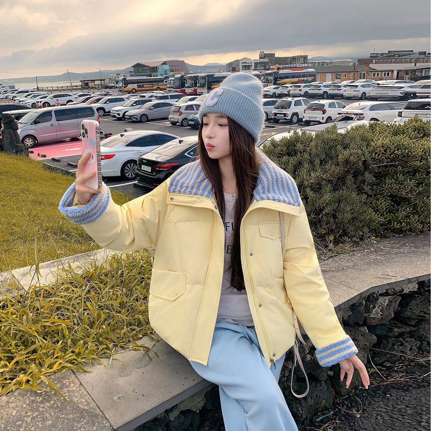 羽绒棉服短款2025羊羔新款