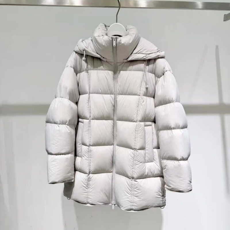 MM云朵泡芙羽绒服女连帽中长款保暖外套2025冬季新款4GB182211