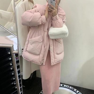 韩国东大门原版羽绒服女2025冬季新款连帽中长款收腰显瘦羽绒服女