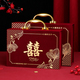 彩礼现金礼盒男方酒红高档礼金箱聘金聘礼盒礼金盒订婚彩礼钱盒子