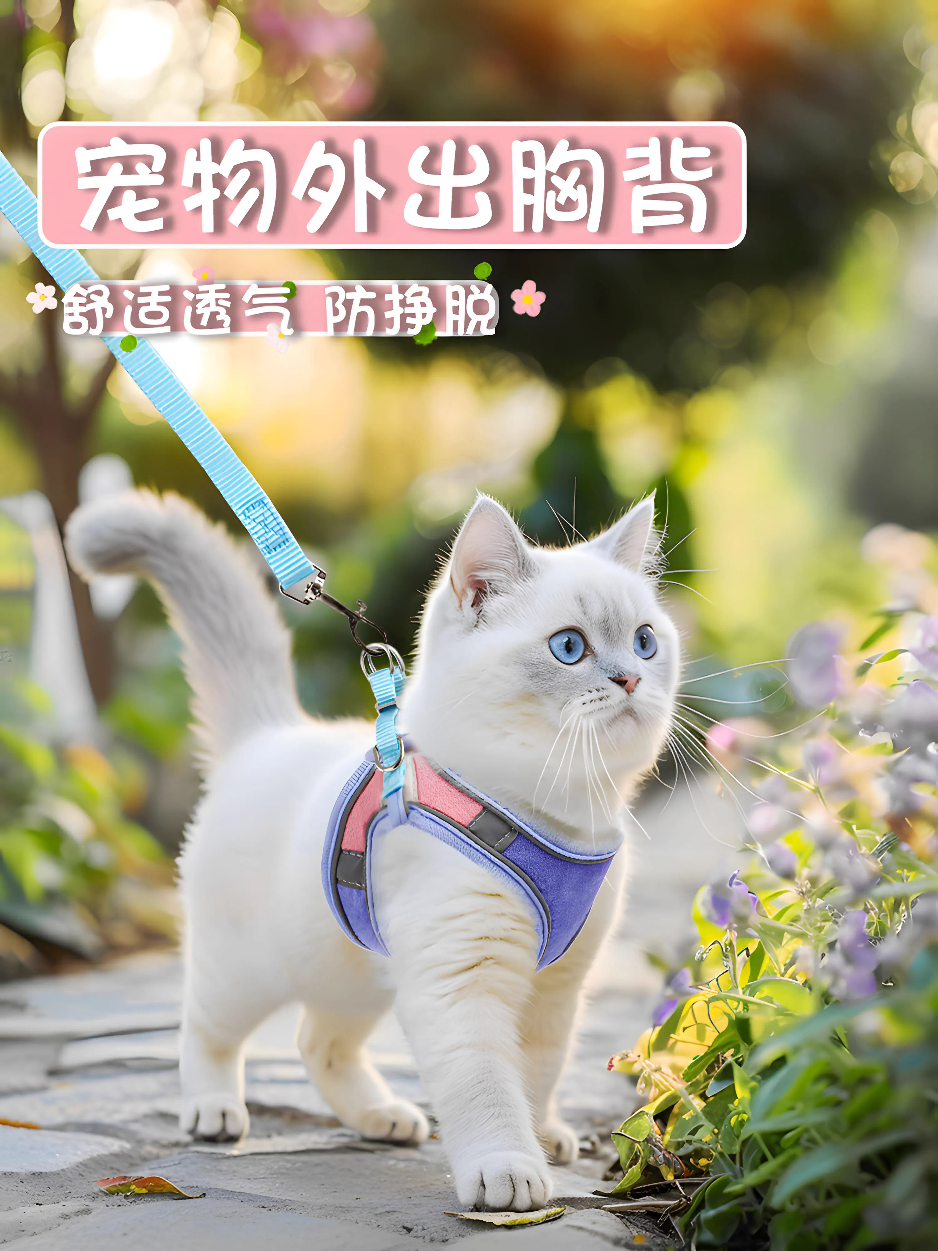 2025新款猫咪牵引绳溜猫绳猫猫背心式反光胸背防挣脱猫咪外出专用