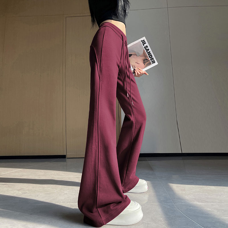 安可拉红微喇叭裤子女2025年秋季新款高腰垂感运动休闲卫裤马蹄裤