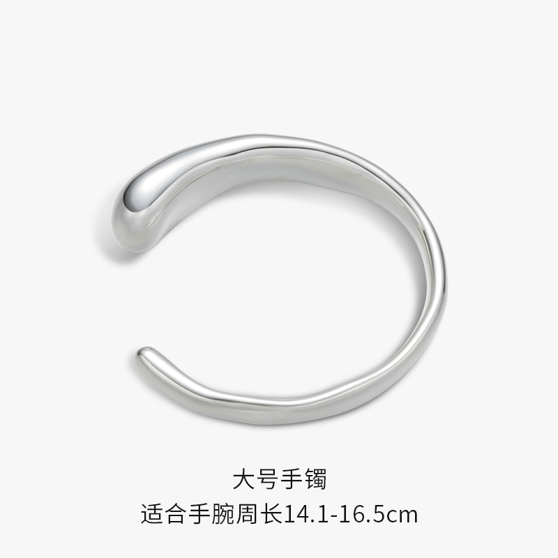 正品素觉2021年新款小众设计个性不规则纯银手镯时尚银开口镯子女