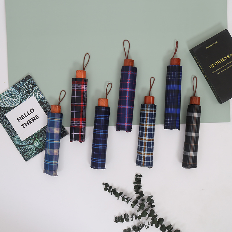 雨伞强抗风大格子伞10K折叠钢骨睛雨伞