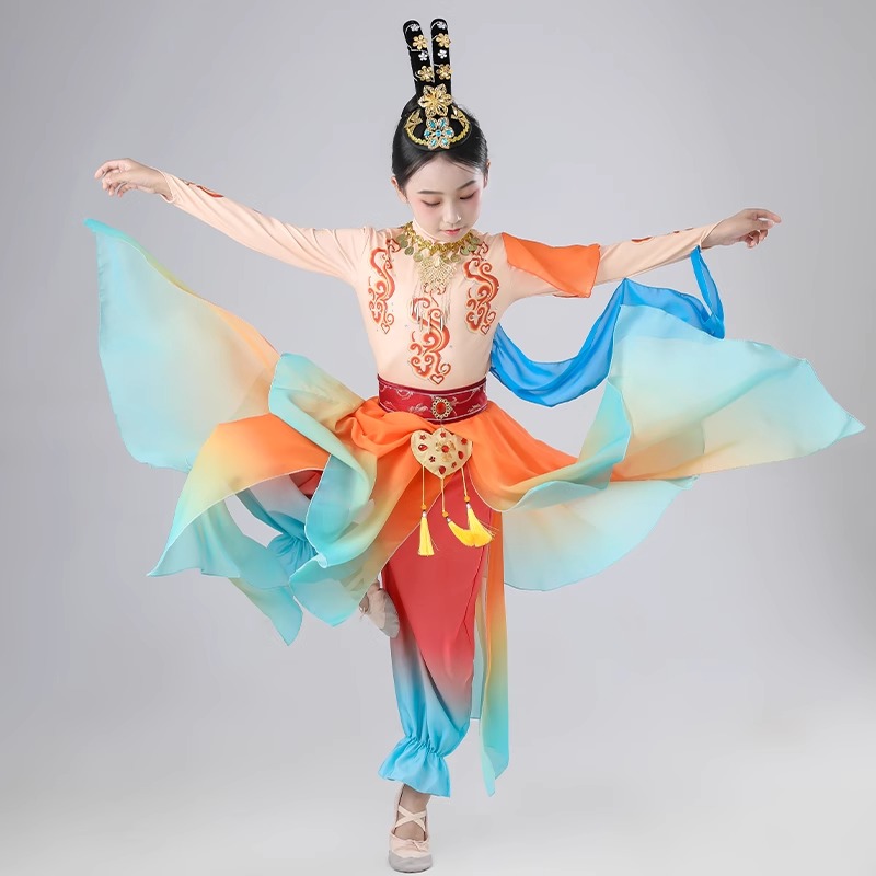 少儿敦煌舞蹈服飞天乐鼓丝路升莲