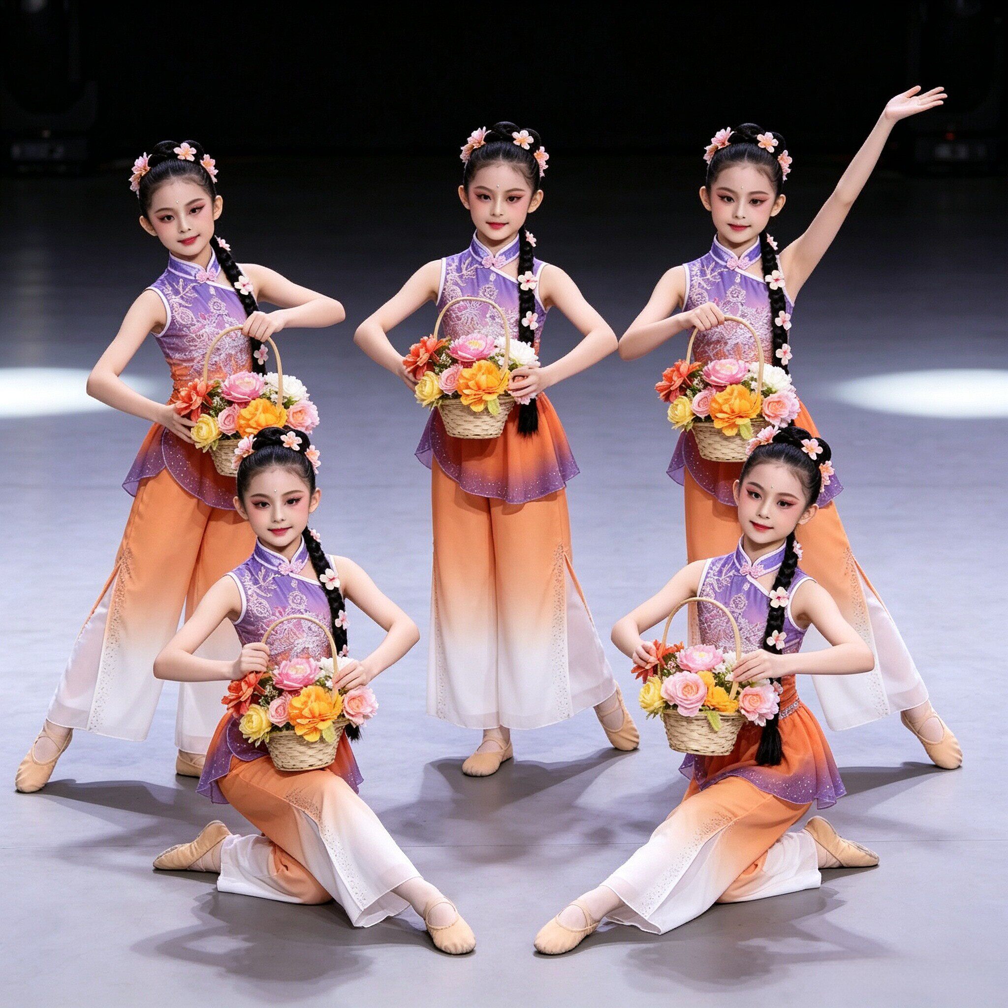 新款簪花入梦儿童演出服女童中国民族服装/舞台装