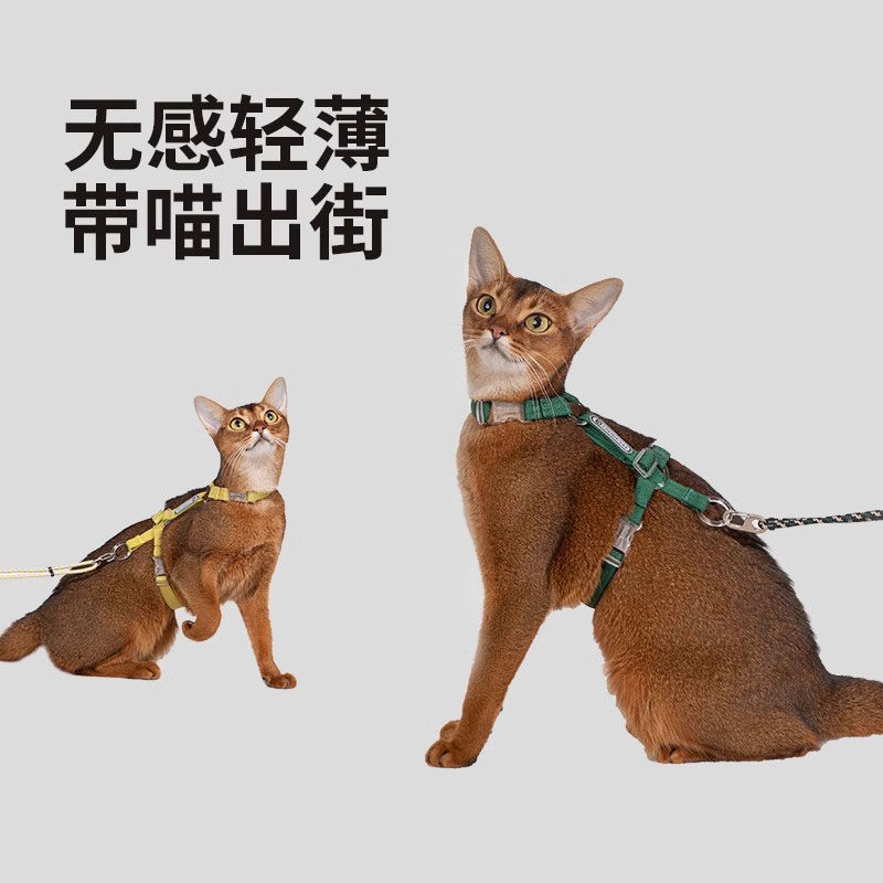 德国猫胸背带套装自由探索可调节工字型防挣脱猫咪牵引绳