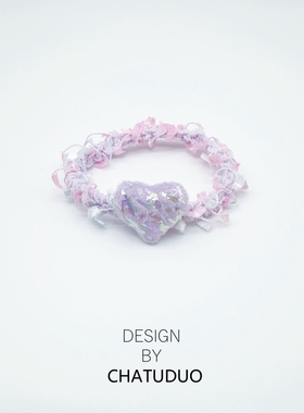 森系气质心形橡皮筋发圈小清新简约女生扎丸子头皮套女头绳发饰女