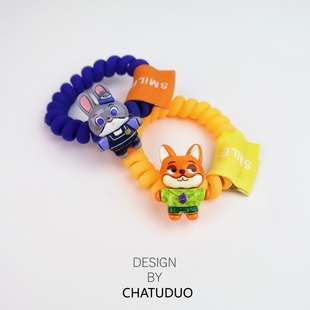 新款 卡通疯狂动物城尼克朱迪发绳Ins皮筋电话圈少女百搭免子发饰