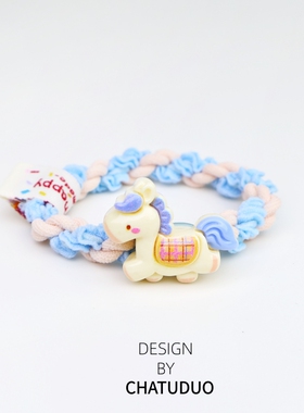 彩虹小马发圈女童可爱粉色麻花编织橡皮筋高弹力耐用头绳百搭发绳