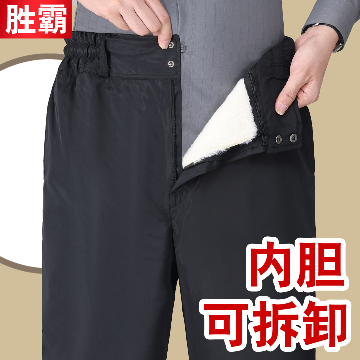 冬季爸爸棉裤男外穿加厚老人羊羔绒保暖裤中老年人加绒裤子秋冬款