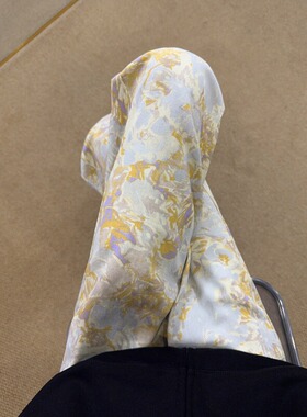 美式复古黄色扎染提花牛仔裤轻奢小众炸街裤子cleanfit窄版迷彩裤