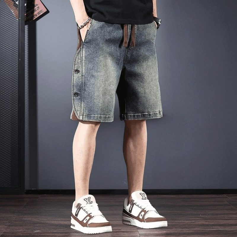 美式复古牛仔短裤男夏季新款透气宽松大码五分裤潮牌痞帅休闲中裤,男装,牛仔裤,淘宝优惠券,粉丝福利购,淘宝优惠卷