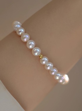 天然淡水珍珠纯银手链时尚女性
