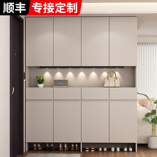 入户门口换鞋柜收纳柜一体靠墙家用储物柜玄关柜多层定制实木鞋柜