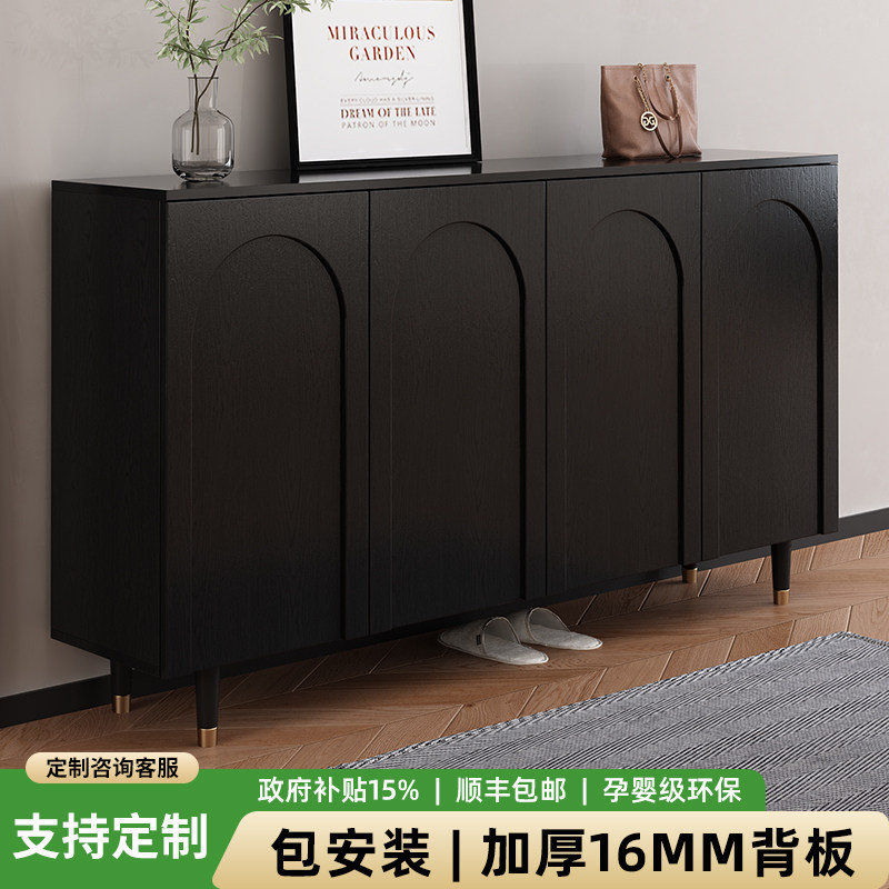 欧式鞋柜收纳柜一体靠墙家用门口图片