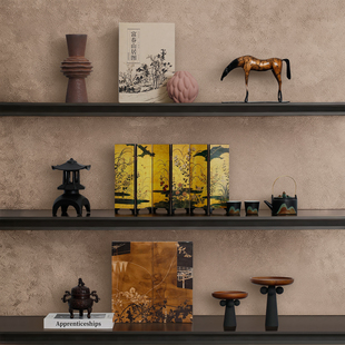 诚艺新中式客厅书房茶室氛围布置摆件小众高级感玄关办公室装饰品