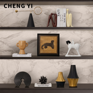 诚艺现代简约客厅柜子电视背景墙书房开放格摆件小众设计软装饰品