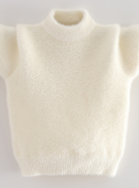 儿童毛衣白色男女款中大童宝宝针织打底衫加厚纯色秋冬季2025新款