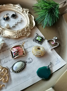 中古vintage回流吊坠大马士革陶制九谷烧绿玛瑙西洋古董古着11.7