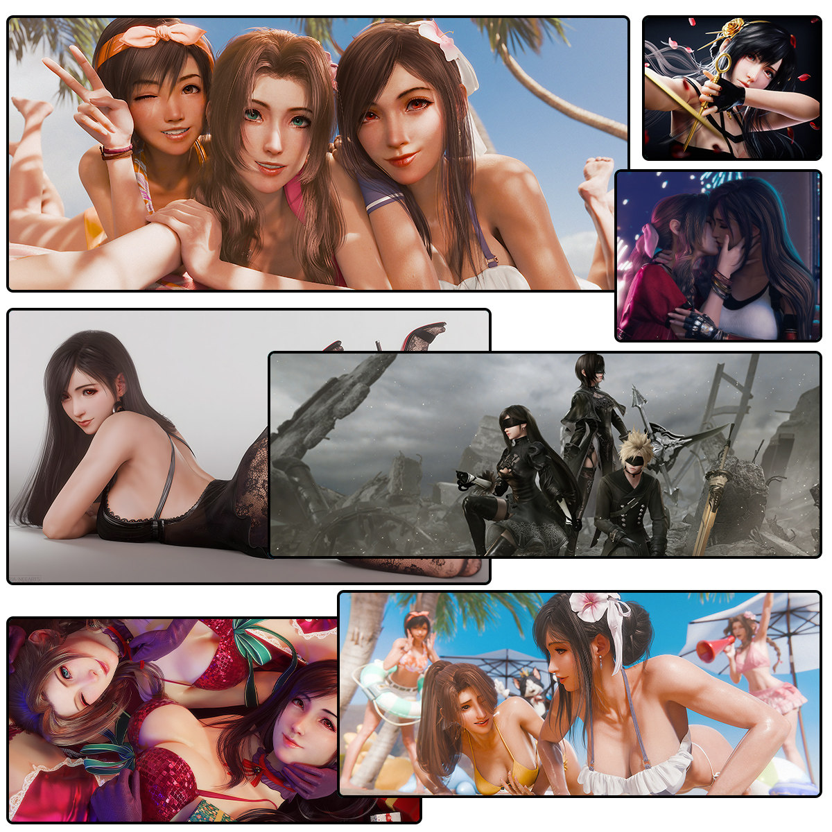 蒂法超大锁边鼠标垫最终幻想VII  FF7 Tifa禁欲系美少女加厚桌垫图片