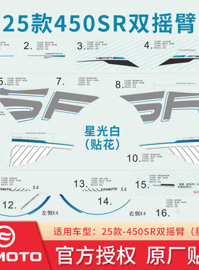 春风原厂 25款450SR贴花贴纸左右护板拉花白蓝色版画原车护罩车贴